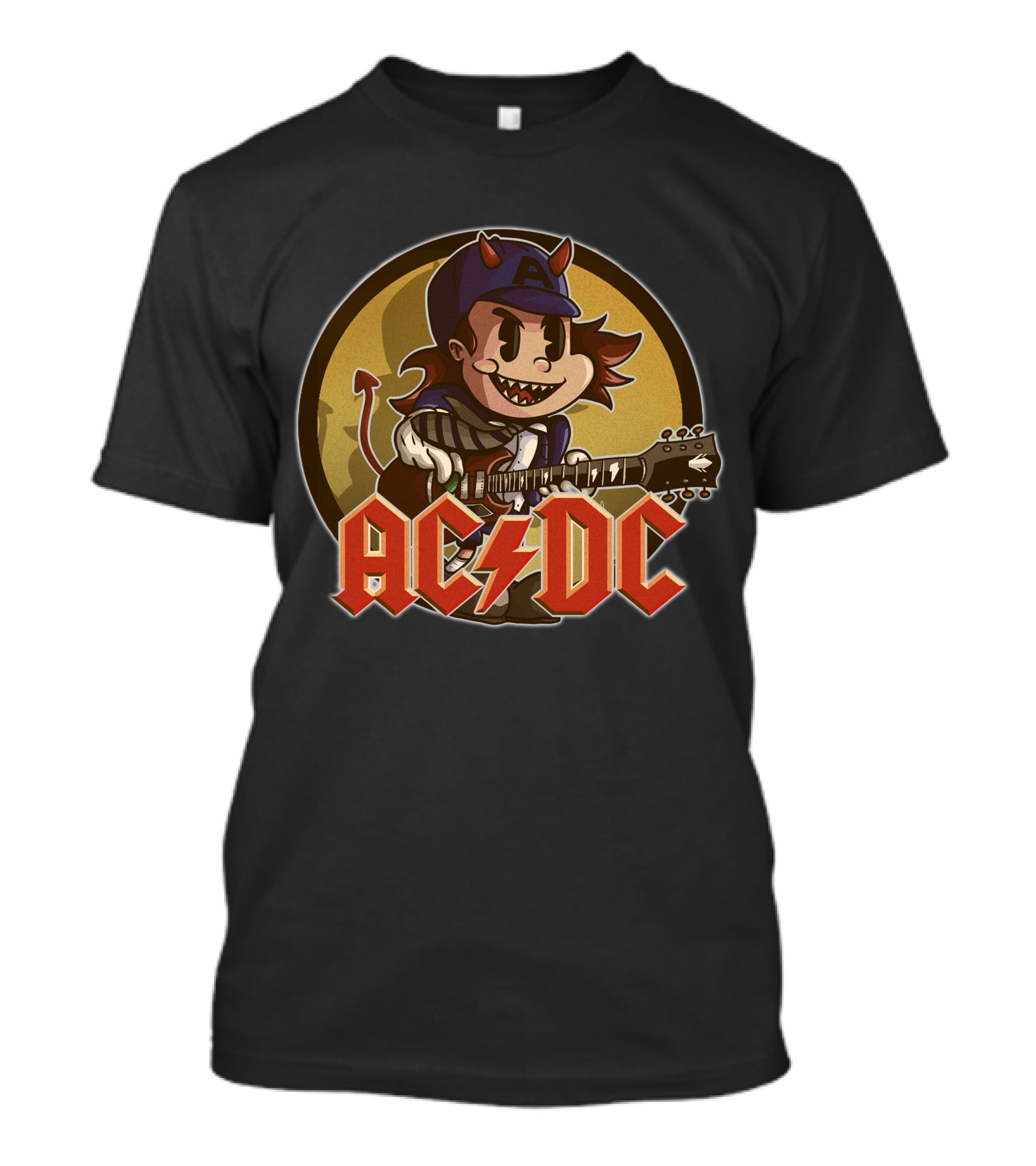 Ac/Dc Devil Cartoon Character Playing Guitar T-Shirt