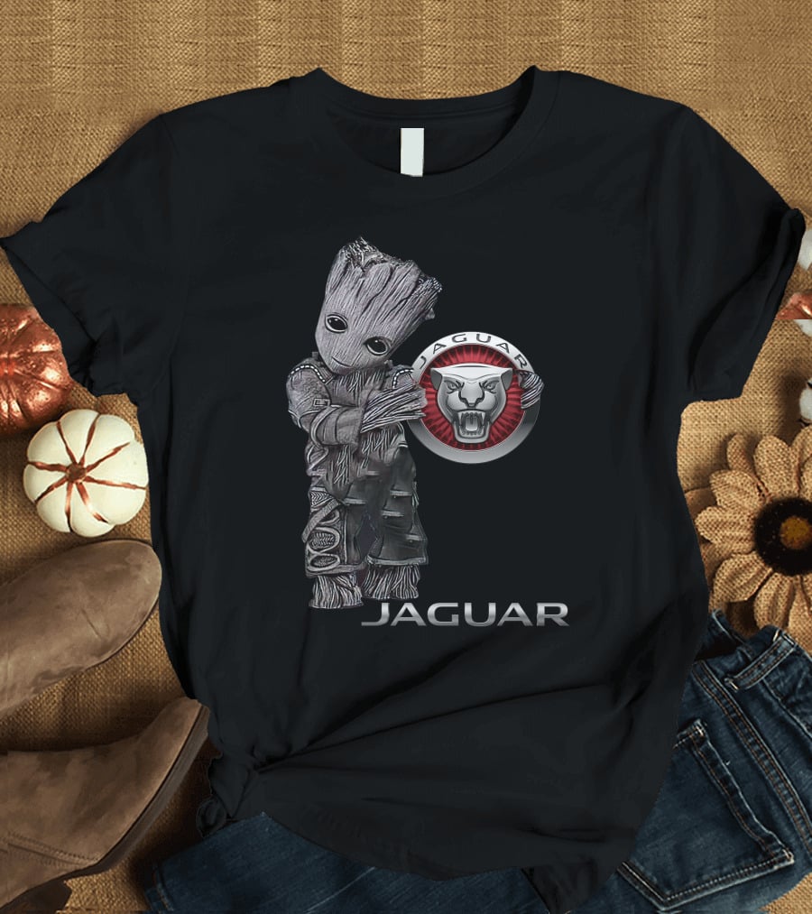 Jaguar Emblem With Tree Figure Hugging T-Shirt