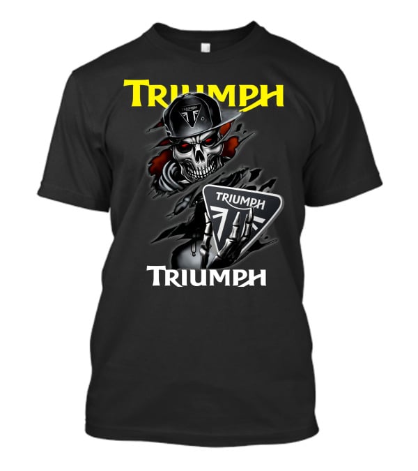 Triumph Skull Holding Logo Helmet Skeleton T-Shirt