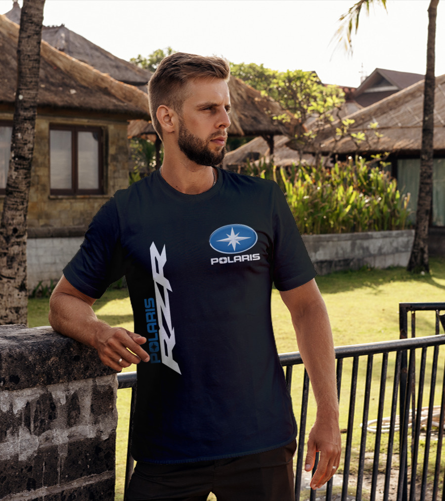 Polaris Rzr Logo Blue And White T-Shirt