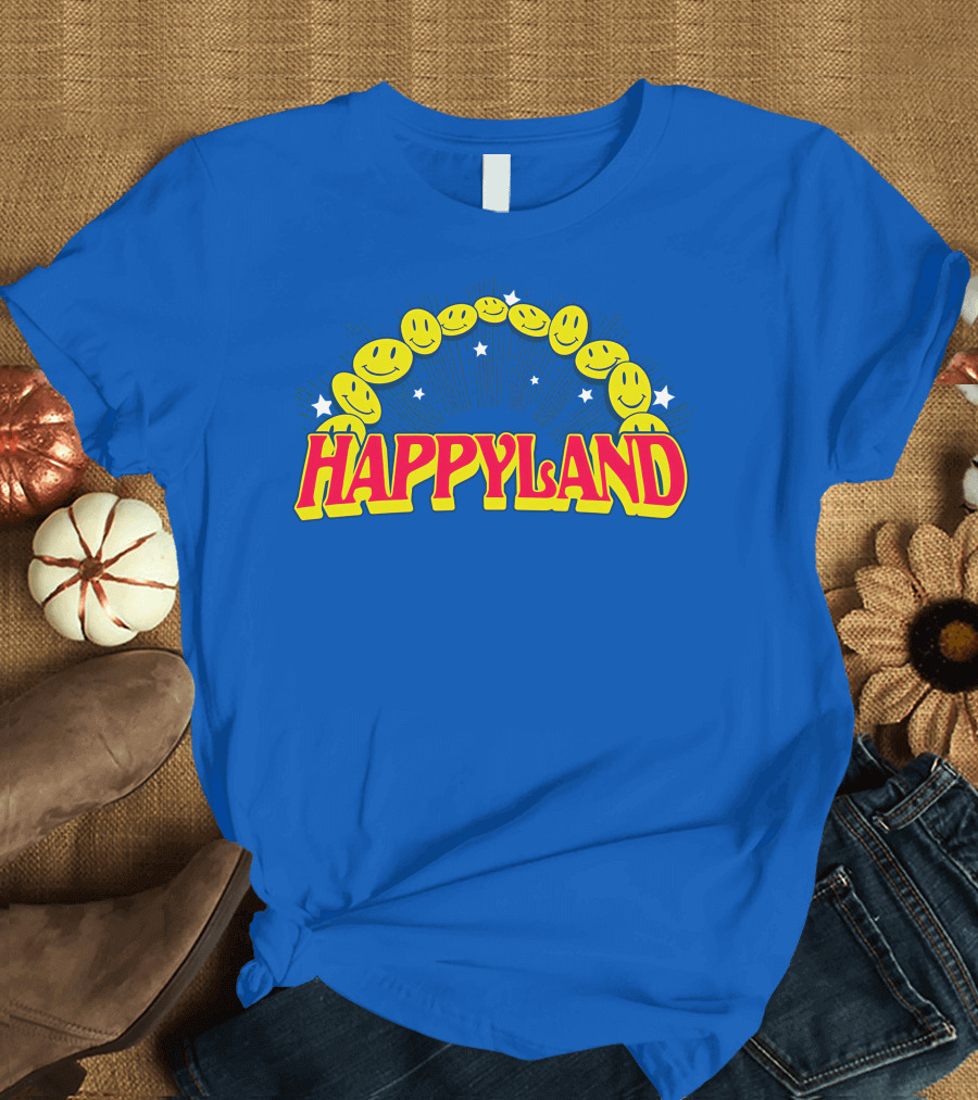 HAPPYLAND slowthai Merch Smiley Faces and Stars T-Shirt