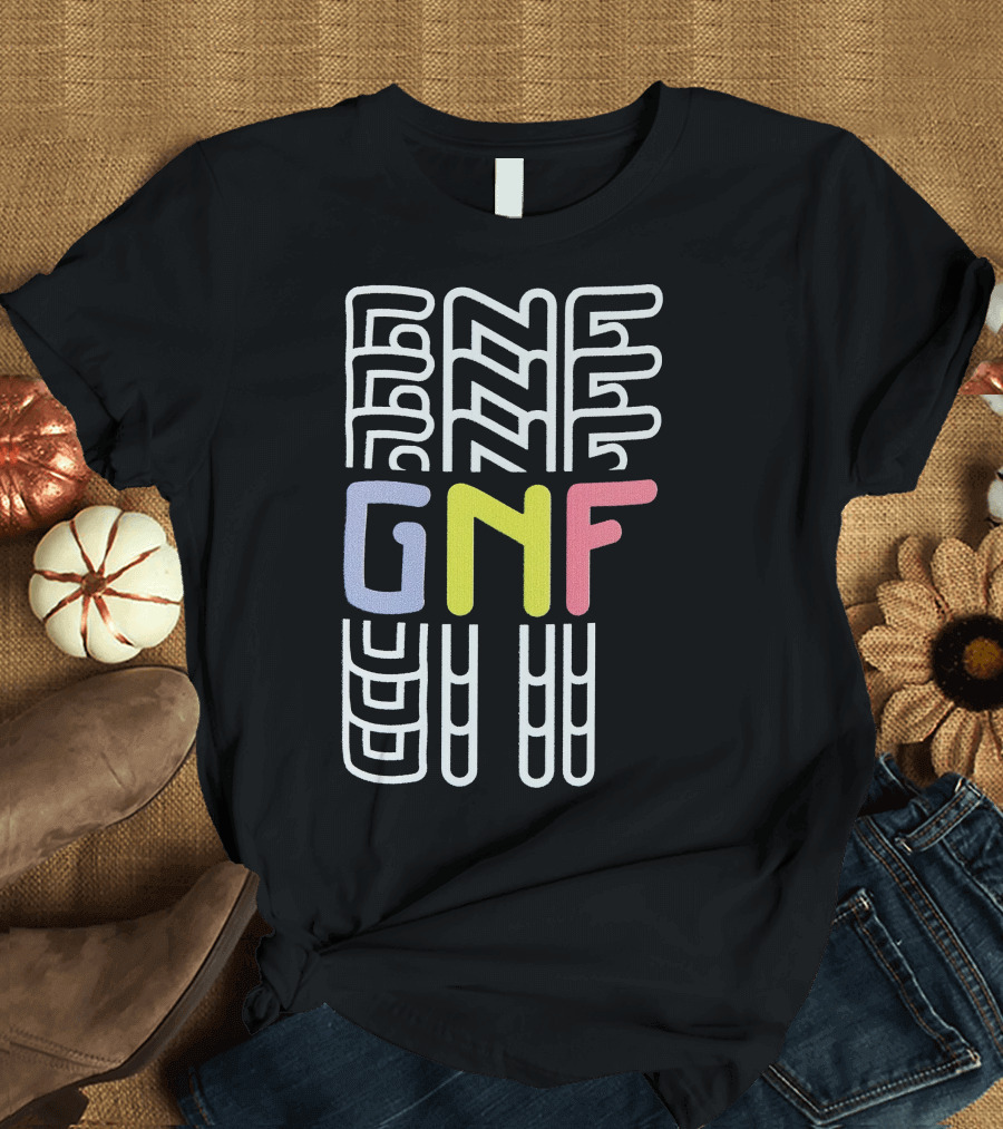 GNF Multicolor Block Letters with Abstract Vertical Lines T-Shirt