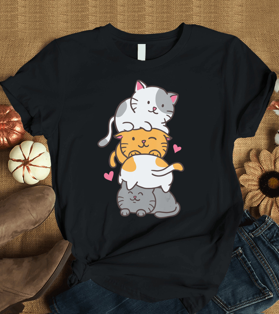 Cat Cats Cute Kitty Pile Kawaii Neko Anime T-Shirt