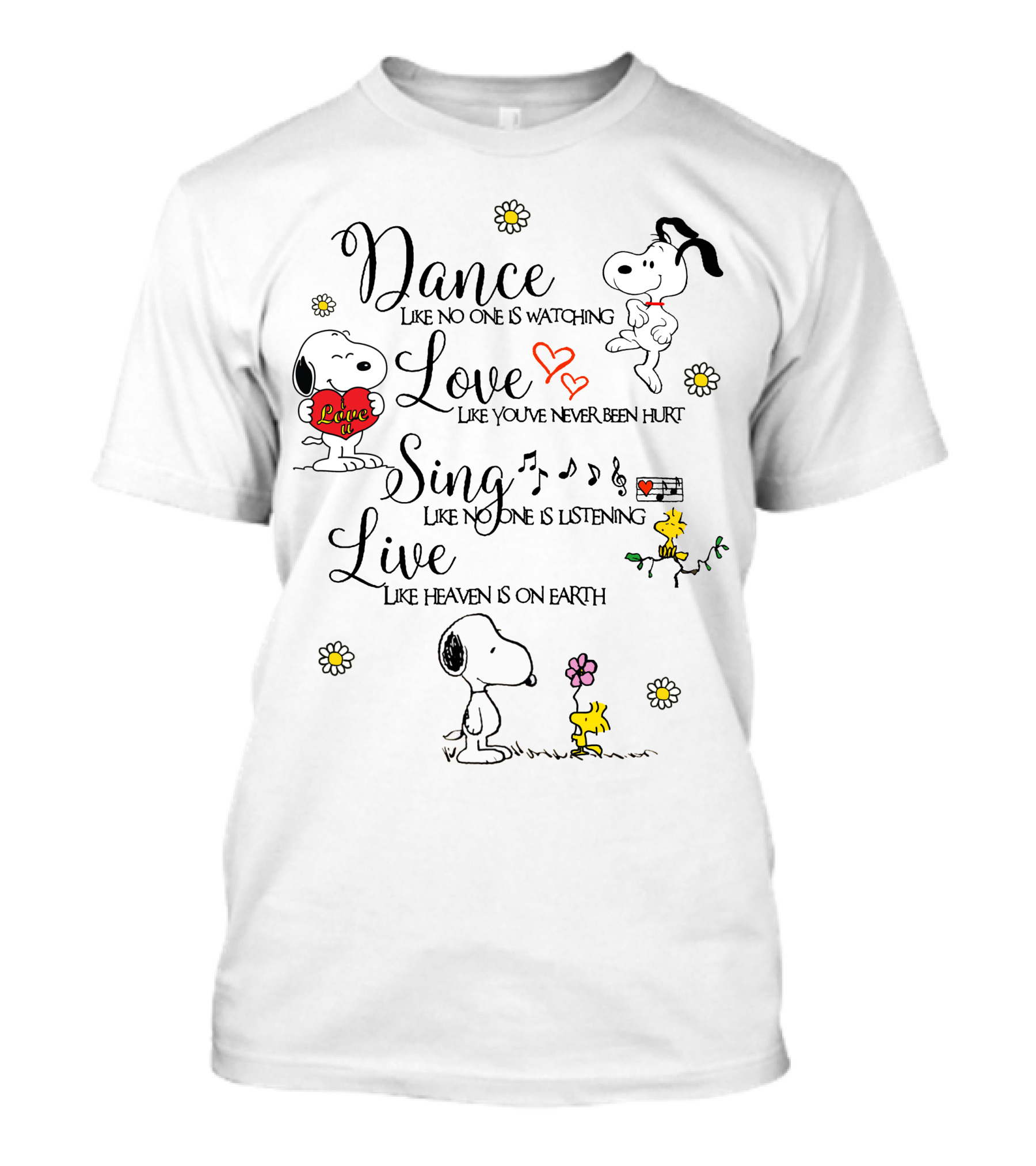 Dance Love Sing Live Snoopy Woodstock T-Shirt