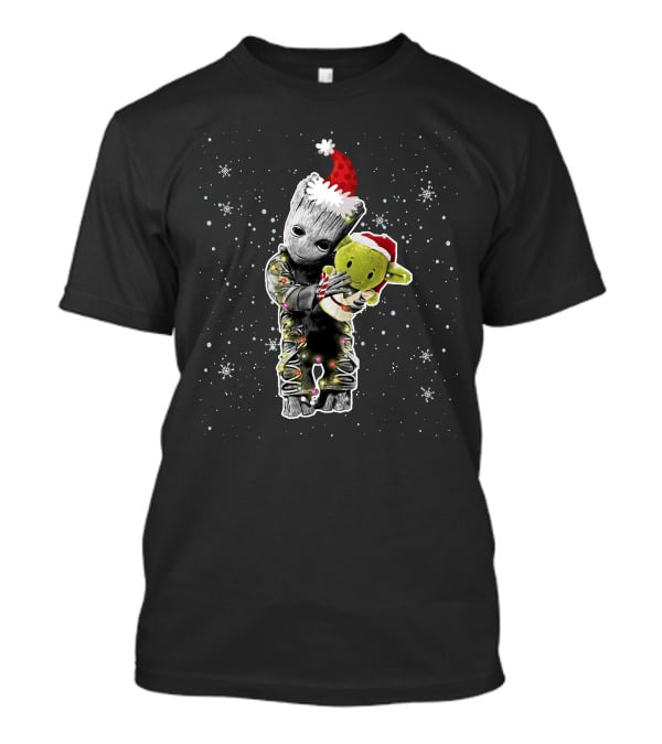 Baby Groot Yoda Holiday Snowflakes T-Shirt