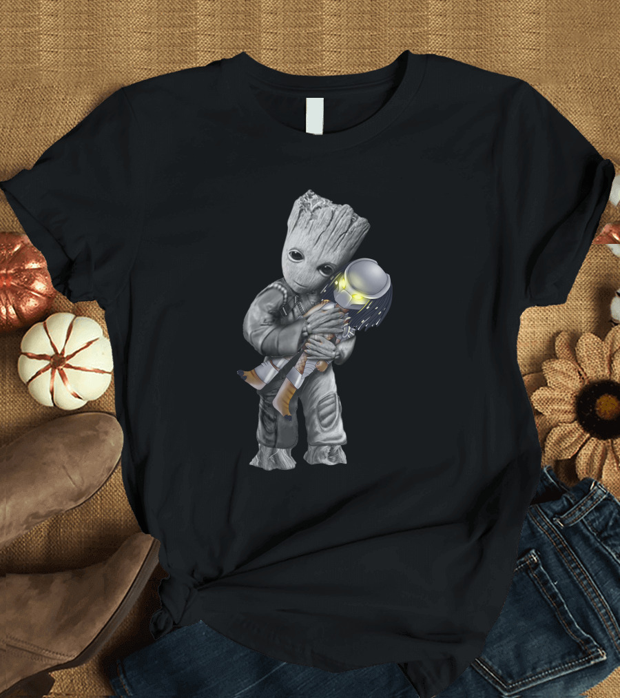 Groot Holding Predator Themed Character T-Shirt