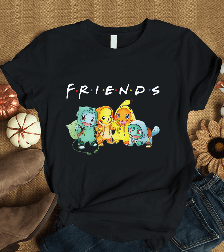 FRIENDS Pikachu ZN443 Bulbasaur Charmander Squirtle T-Shirt