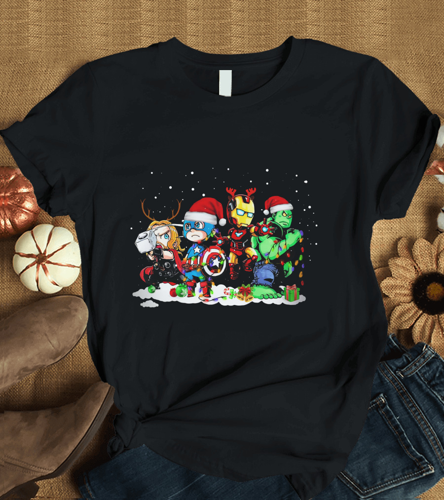 Captain America Iron Man Thor Hulk Christmas ZN913 T-Shirt