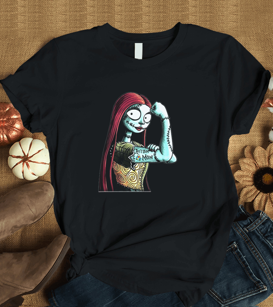 Sally Strong Autism Mom Rosie Riveter Style Character Strength T-Shirt