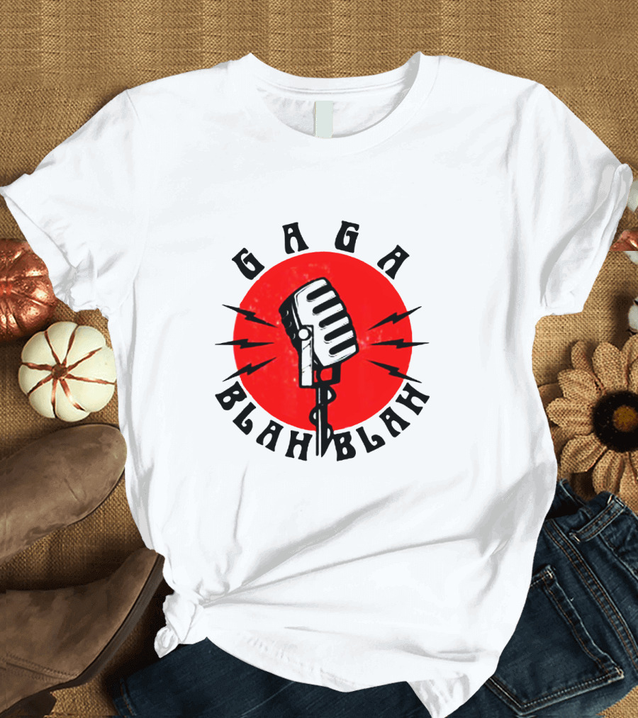 Gaga Blah Blah Vintage Microphone Red Circle Lightning T-Shirt