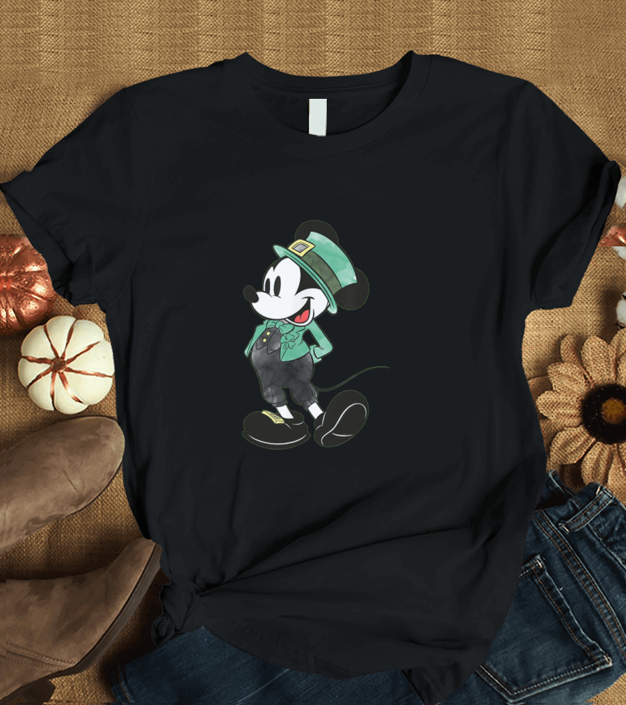 Mickey Mouse Leprechaun Hat and Irish T-Shirt