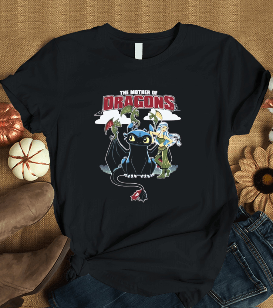 The Mother Of Dragons Cute Cartoon Mashup with Night Fury and Baby Dragons T-Shirt
