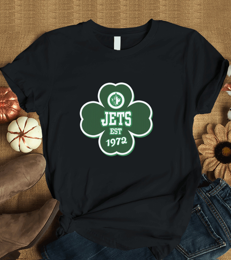 Winnipeg Jets Shamrock Green Emblem Est 1972 T-Shirt