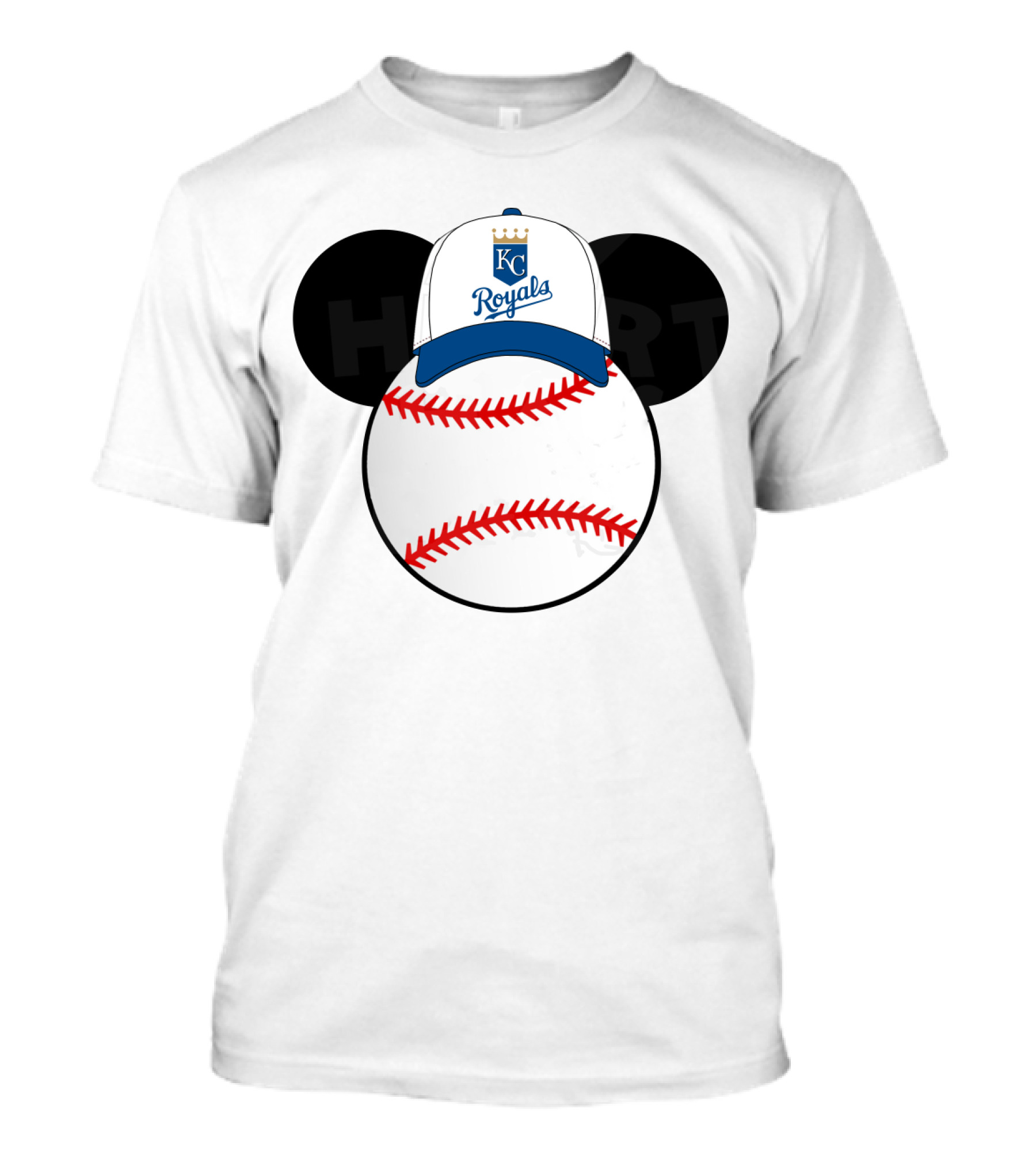 Kansas City Royals Baseball Cap Mickey Ears Heart T-Shirt