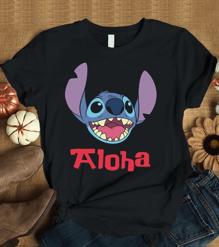 Lilo And Stitch Aloha Stitch Iconic Blue Character Smile T-Shirt