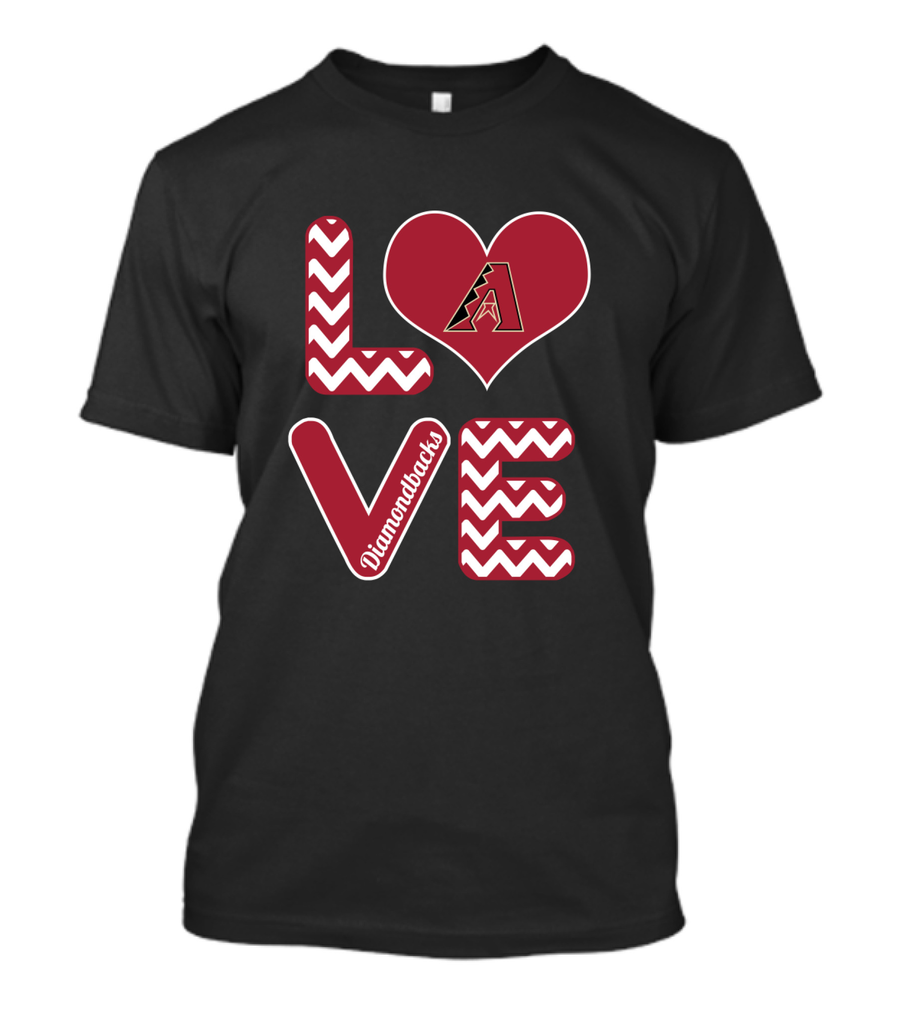 Love Diamondbacks Chevron Heart Arizona Baseball Fans T-Shirt