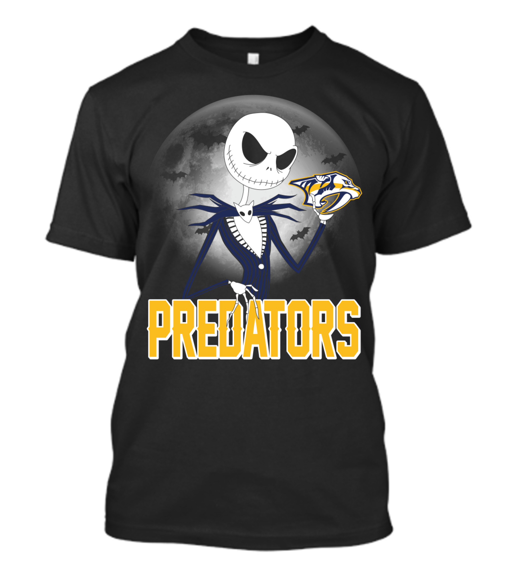 Jack Skellington Halloween Nashville Predators Moonlit T-Shirt