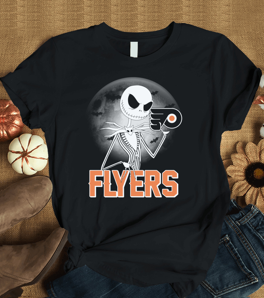 Philadelphia Flyers Halloween Jack Skellington Moon T-Shirt