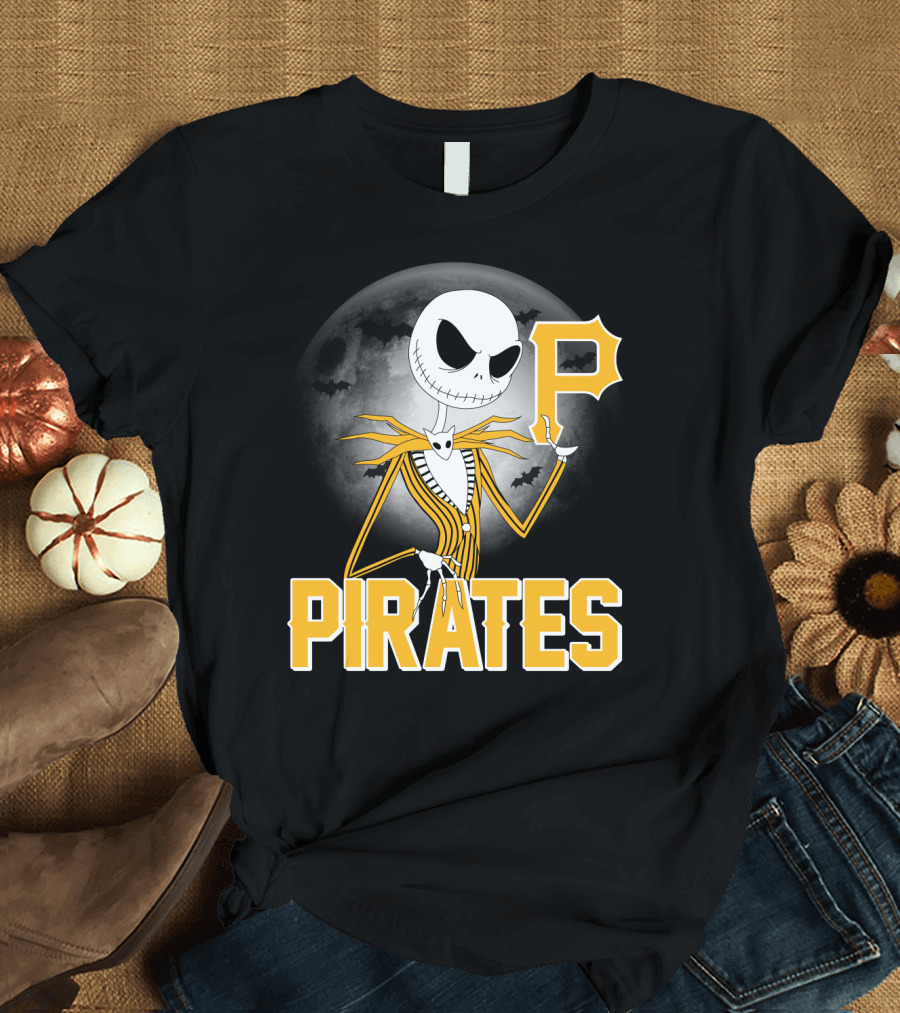 Jack Skellington Halloween Pittsburgh Pirates Spooky Night MLB Collaboration T-Shirt