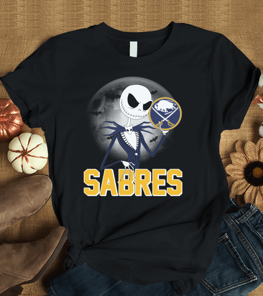 Sabres Jack Skellington Halloween Buffalo Moon Scene T-Shirt