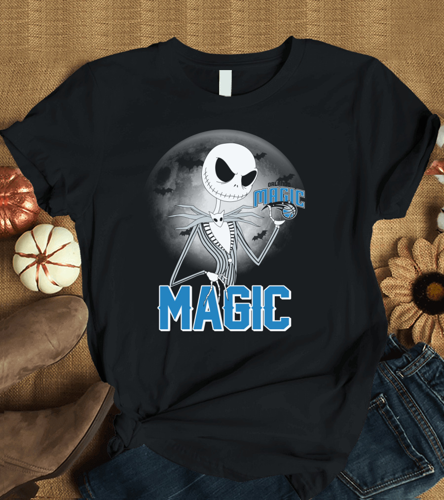 Jack Skellington Orlando Magic Halloween Moon Bats T-Shirt