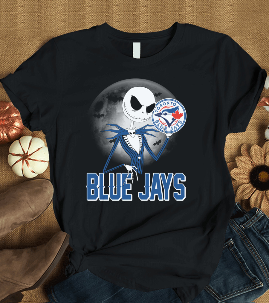 Jack Skellington Toronto Blue Jays Halloween Moon Bats T-Shirt