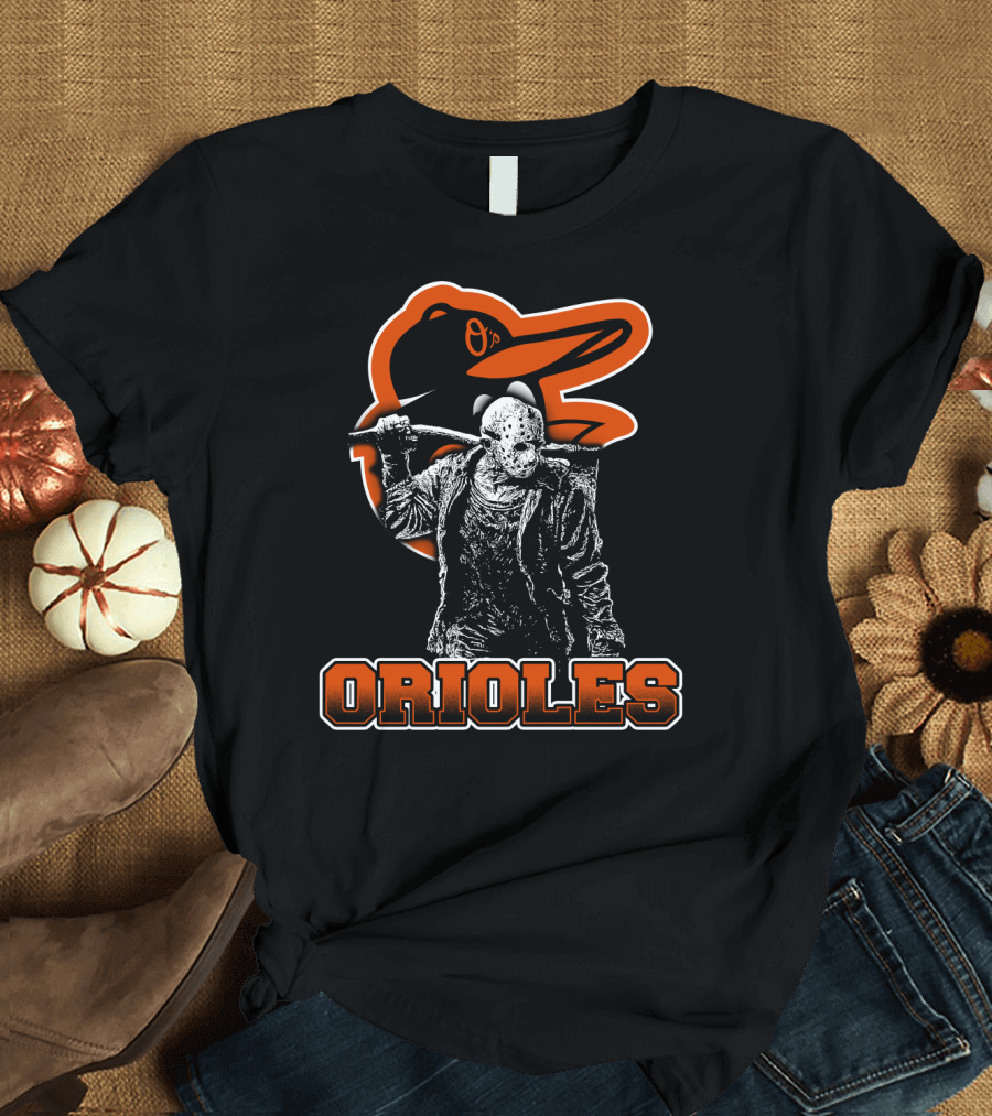 Baltimore Orioles Jason Voorhees Crossover with Iconic Orioles Bird T-Shirt