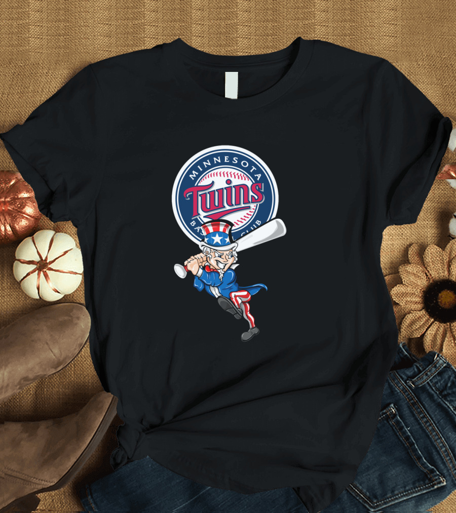 Minnesota Twins Uncle Sam 4Th July Baseball Club Emblem Patriotic Batting T-Shirt