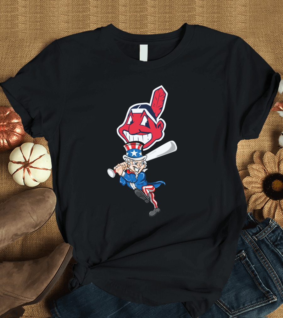 Cleveland Indians 4th of July Uncle Sam Baseball T-Shirt