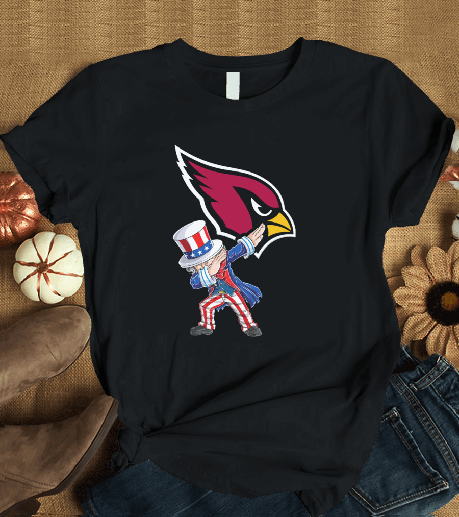 Uncle Sam Dabbing with Arizona Cardinals Logo for 4th of July T-Shirt