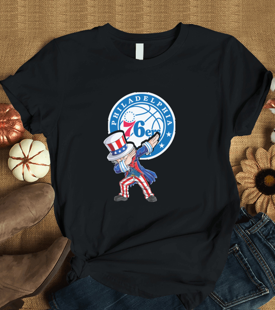 Philadelphia 76ers Uncle Sam Dabbing 4th July T-Shirt