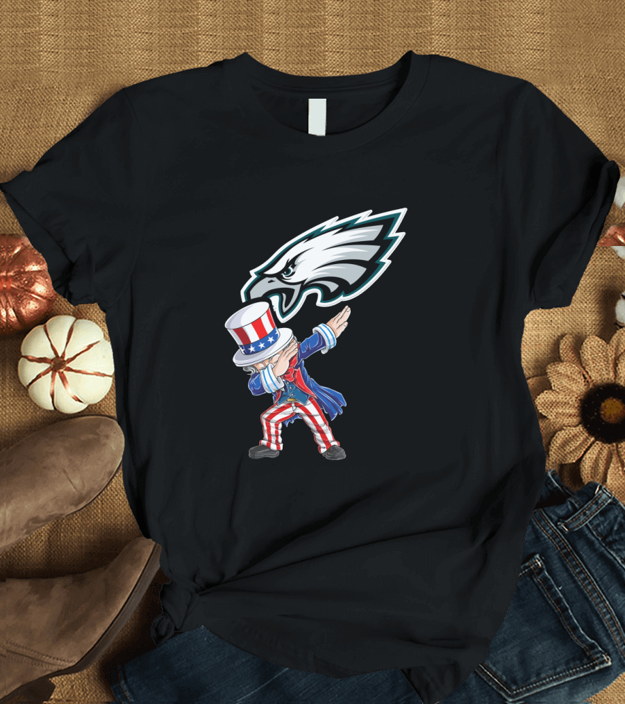 Uncle Sam Dabbing Philadelphia Eagles 4th of July T-Shirt