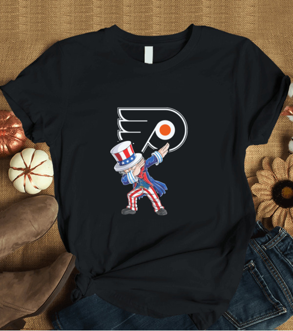T-Shirt: Dabbing Uncle Sam with Philadelphia Flyers Logo for 4th of July T-Shirt Dabbing Uncle Sam with Philadelphia Flyers Logo for 4th of July T-Shirt
