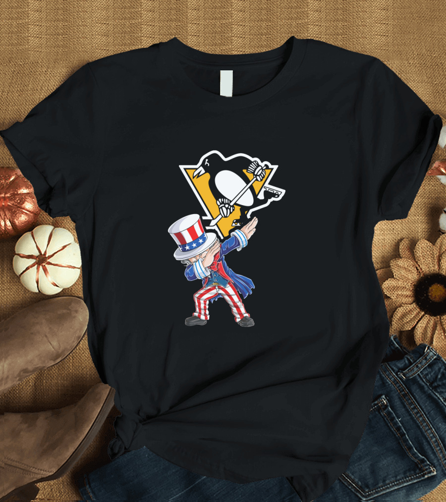 Uncle Sam Dabbing with Pittsburgh Penguins Logo for 4th of July T-Shirt
