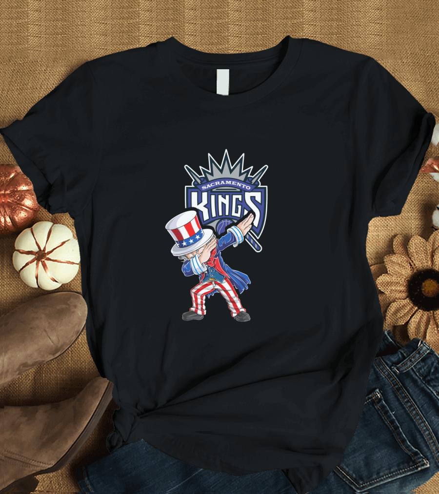 Uncle Sam Dabbing Sacramento Kings 4th July T-Shirt