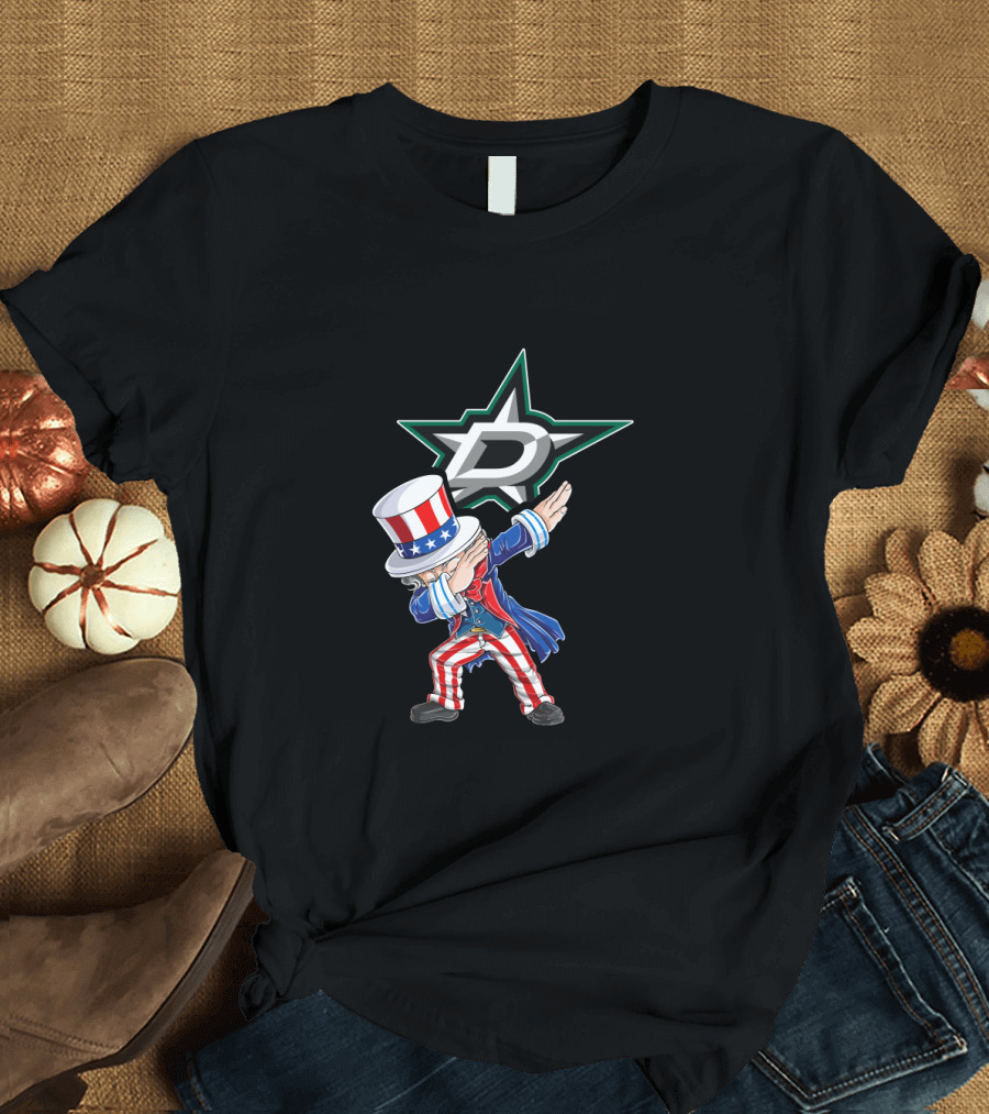 Uncle Sam Dabbing Dallas Stars Logo 4th July T-Shirt