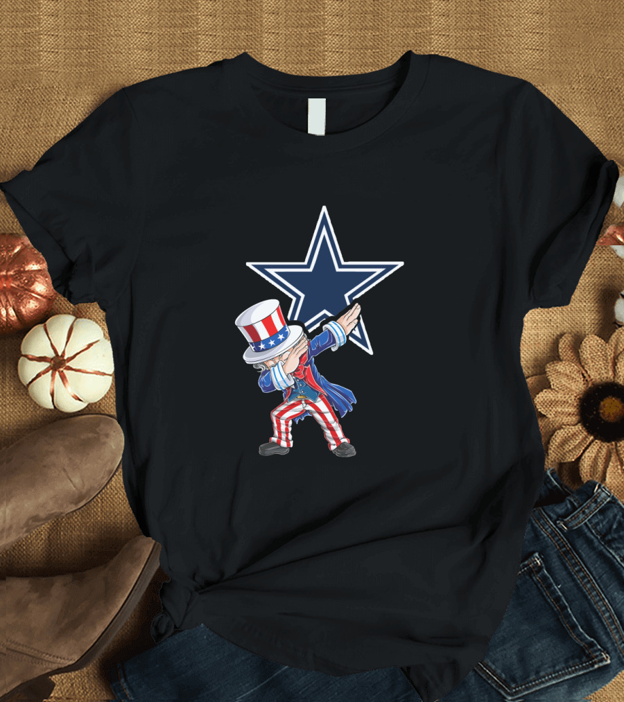 Uncle Sam Dabbing Dallas Cowboys Fans 4th July Celebration Star T-Shirt