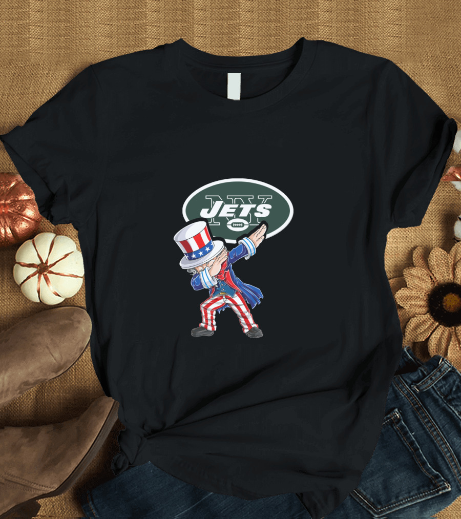 Uncle Sam Dabbing New York Jets 4th July Fan T-Shirt
