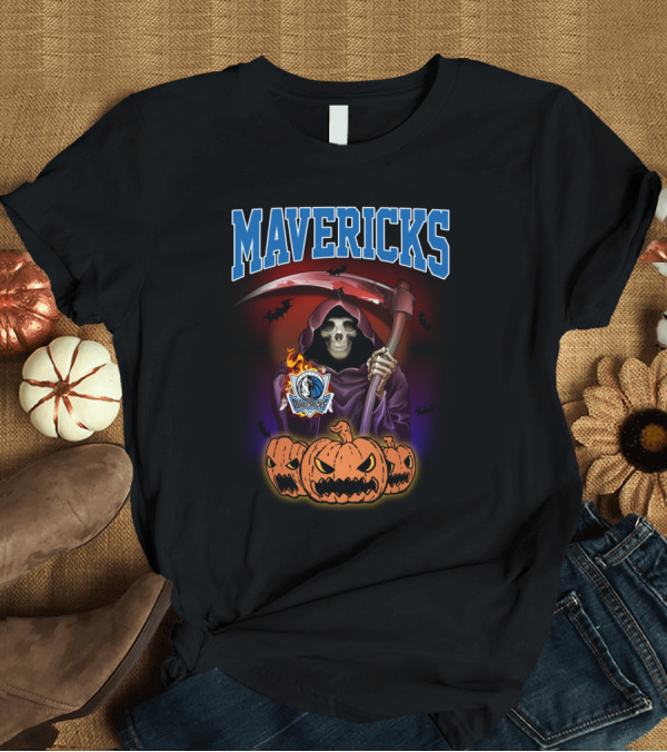 T-Shirt: Mavericks Grim Reaper Halloween Pumpkins Scythe T-Shirt Mavericks Grim Reaper Halloween Pumpkins Scythe T-Shirt