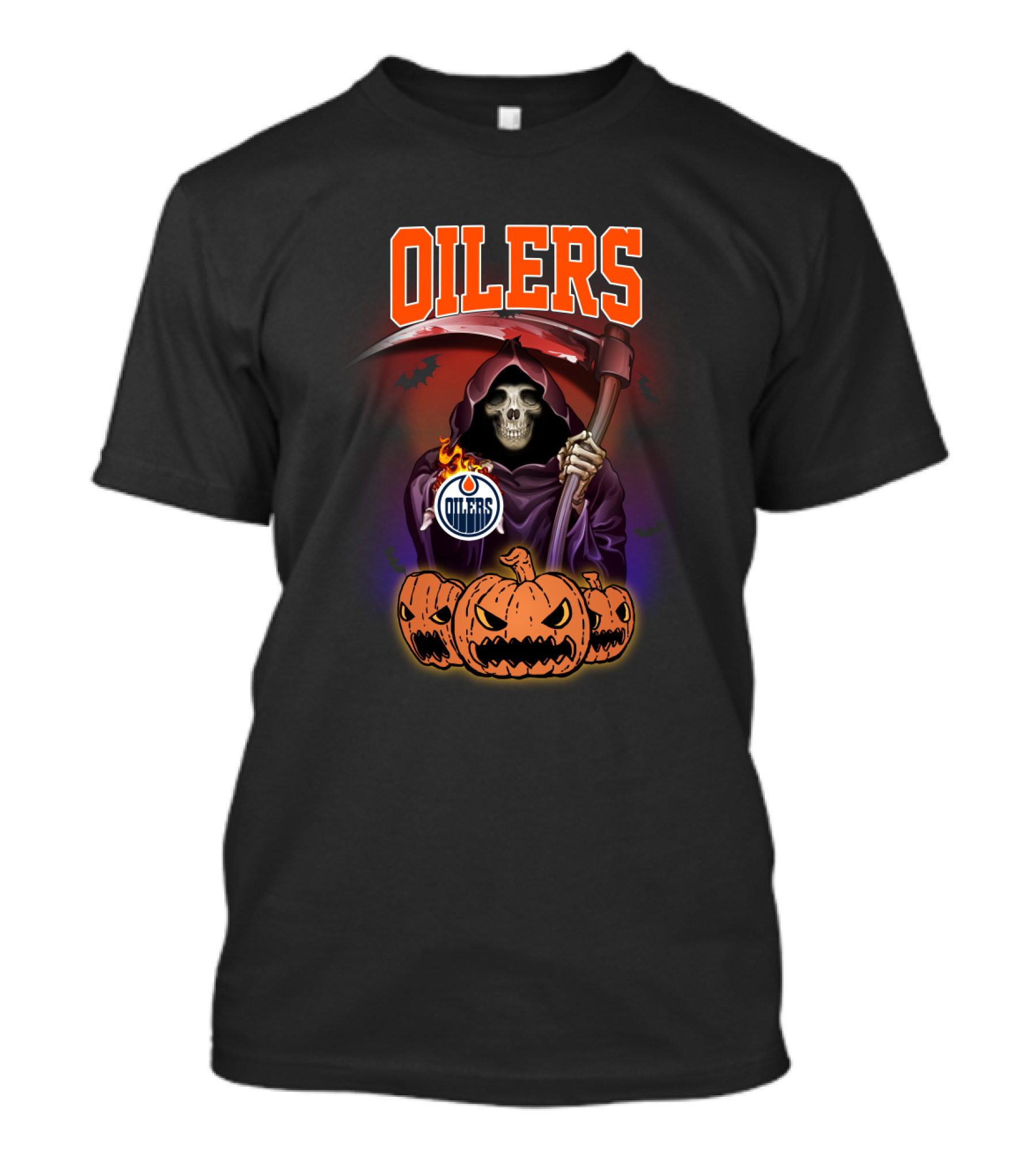 Oilers Reaper Scythe And Pumpkins Halloween T-Shirt