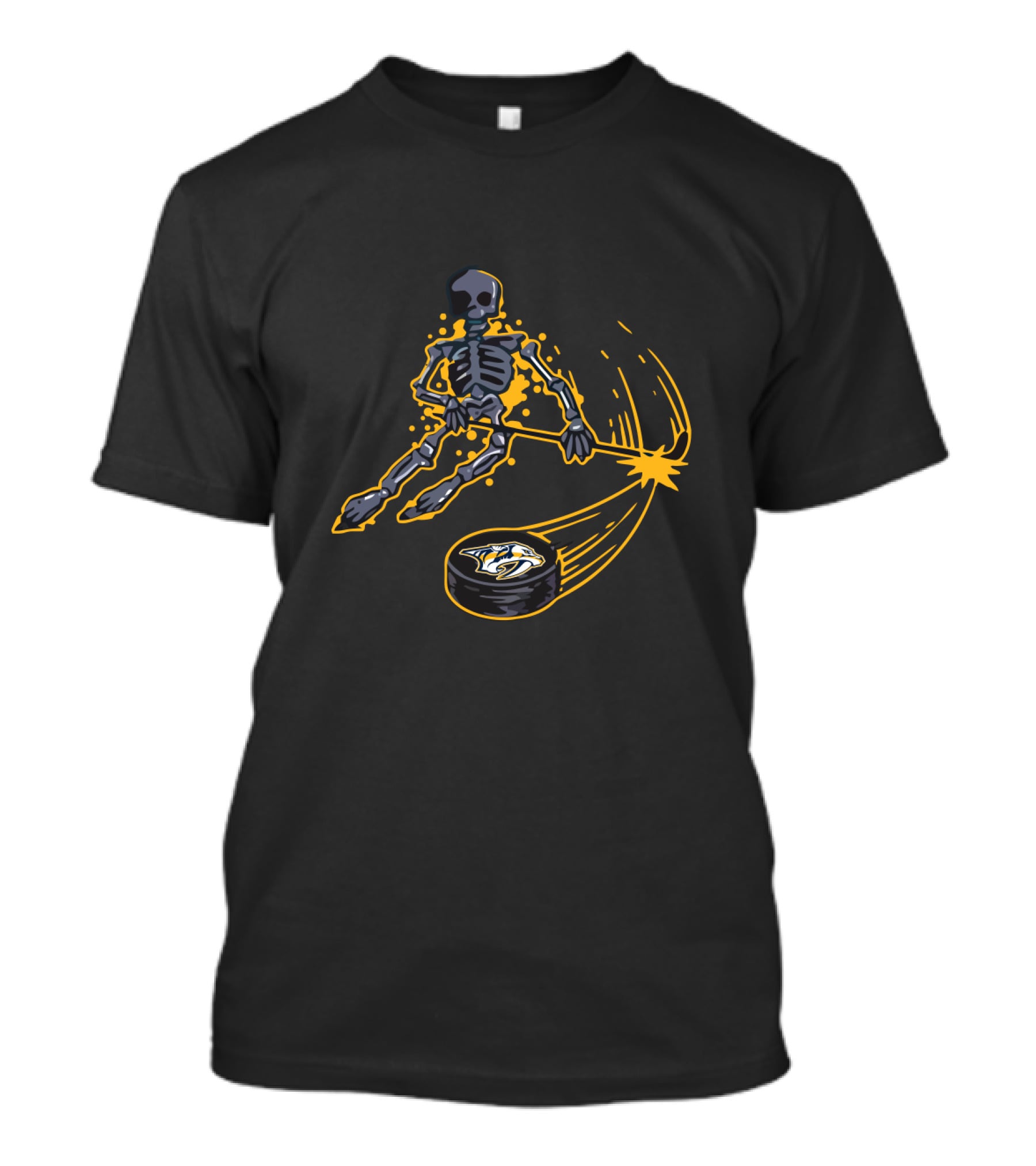 Nashville Predators Skeleton Ice Hockey Player Puck T-Shirt