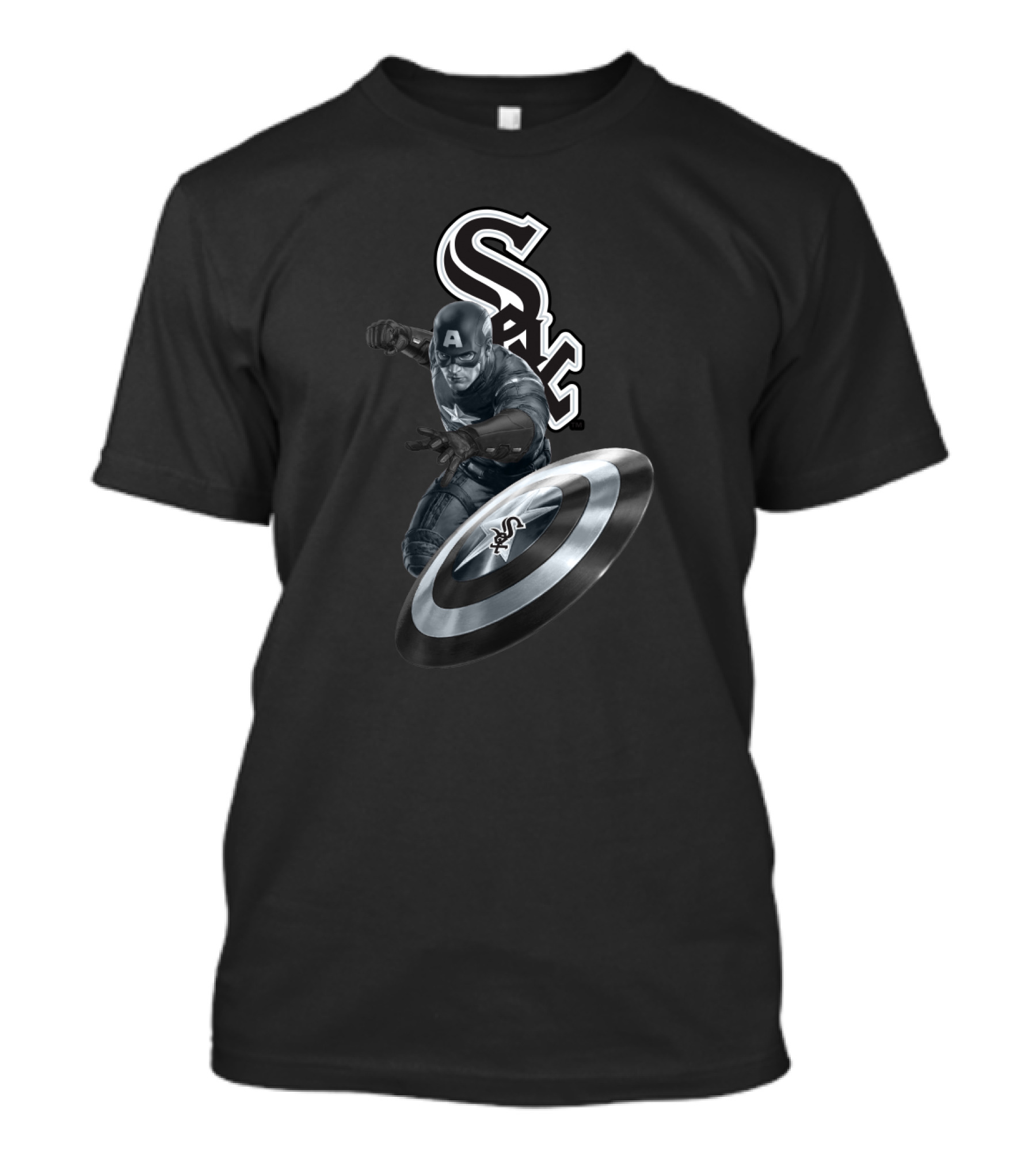 Chicago White Sox Captain America Collaboration Featuring Iconic Superhero And Team T-Shirt