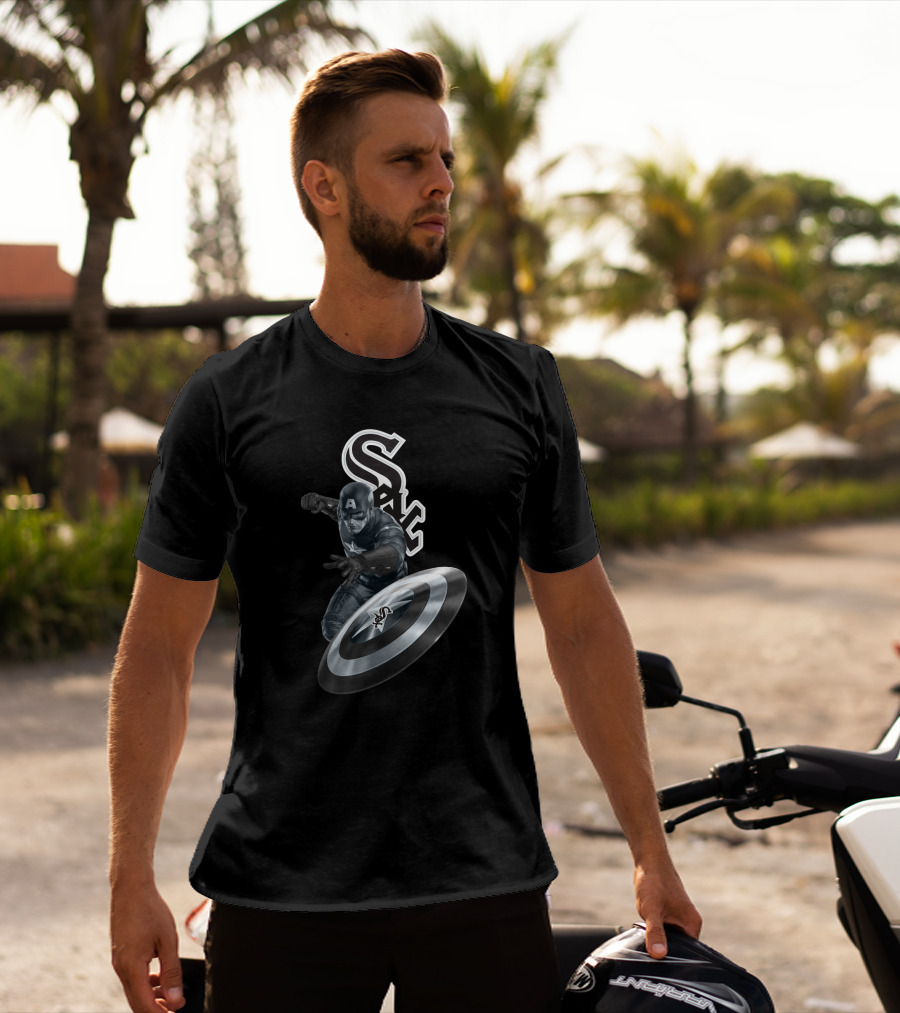 Chicago White Sox Captain America Collaboration Featuring Iconic Superhero And Team T-Shirt