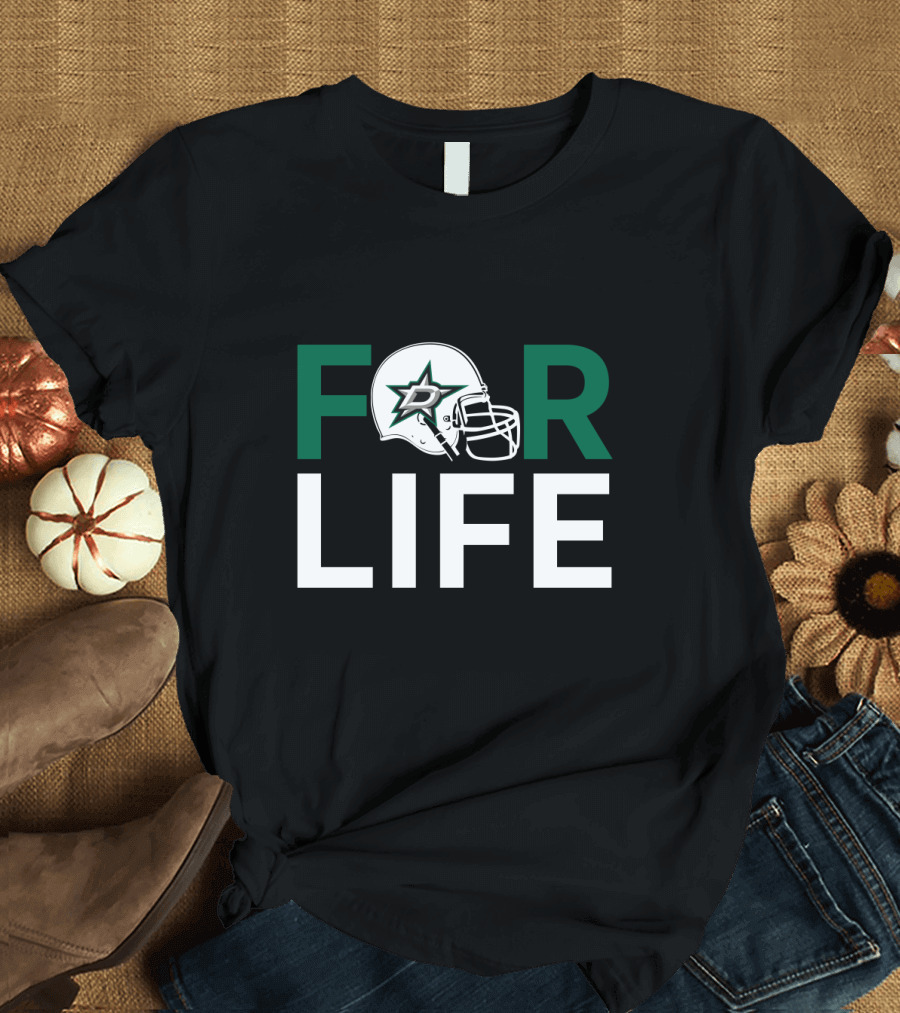 Dallas Stars For Life Helmet Logo Iconic Fan Support T-Shirt