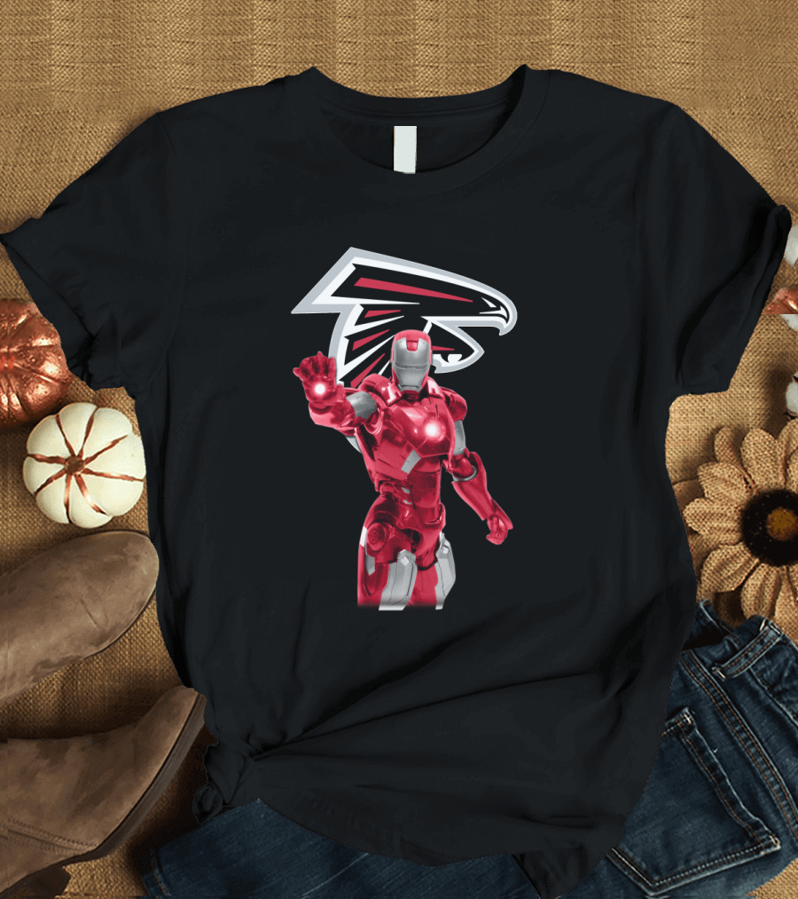 Iron Man Atlanta Falcons Fan Gear Marvel Crossover T-Shirt