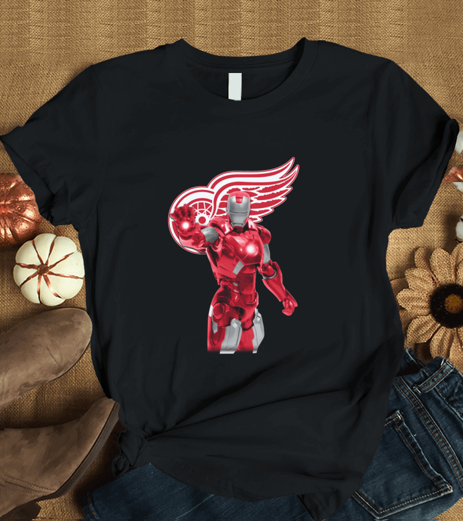 Iron Man Detroit Red Wings Crossover Marvel NHL Collaboration T-Shirt