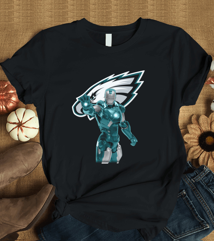 Iron Man Philadelphia Eagles Fans Marvel Team Crossover T-Shirt