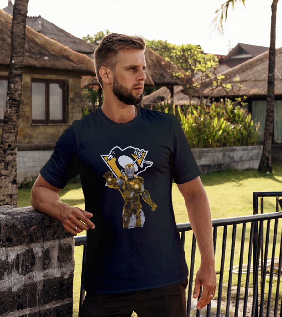 Pittsburgh Penguins Iron Man Crossover T-Shirt