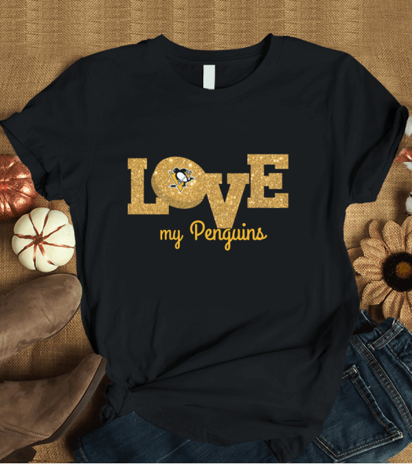 T-Shirt: Love My Penguins Glitter Pittsburgh Fans Graphics T-Shirt Love My Penguins Glitter Pittsburgh Fans Graphics T-Shirt