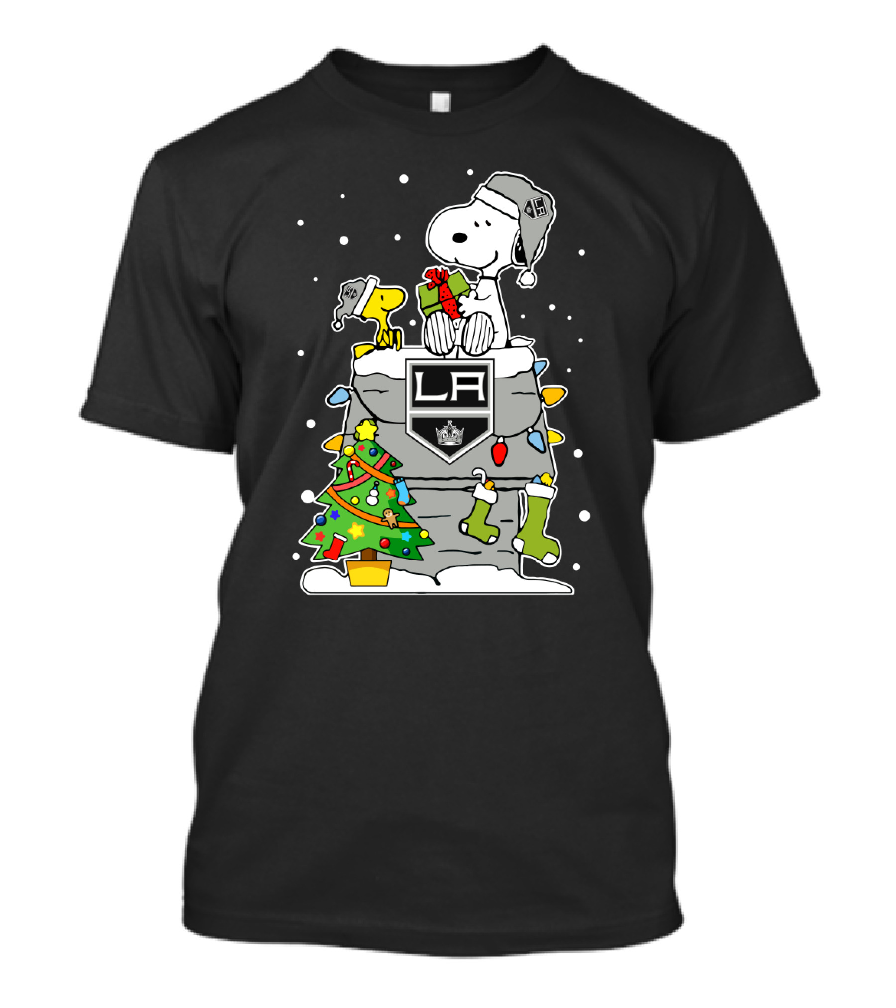 Los Angeles Kings Snoopy Christmas Lights Tree T-Shirt
